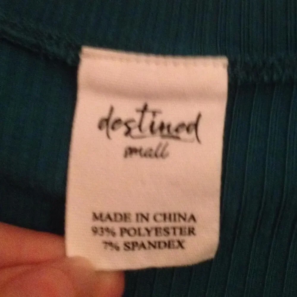 Brandy-melville Women's Blue and Green Crop-top